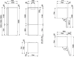 Hot Smeg Coloniale jääkaappipakastin 70 cm FA8005RPO5 antrasiitti oik