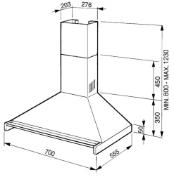New Smeg liesituuletin 70 cm KD70FX teräs