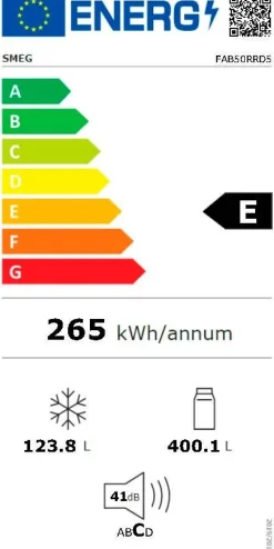 Outlet Smeg retrojääkaappi-pakastin FAB50RRD5 pun., oikea