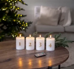 Hot Star Trading LED-kynttilä Flamme Advent valkoinen 4 kpl