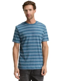Hot Tom Tailor t-paita 1047810 38630 Real teal dyed stripe