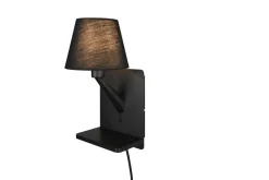 Trio Lighting Comfort seinävalaisin E14 mattamusta latausase