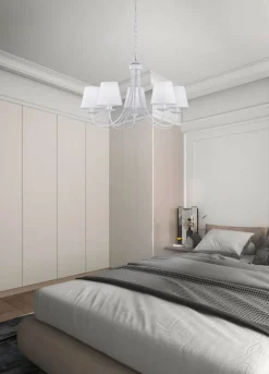 Outlet Trio Lighting kattokruunu Cortez 5-os E14 mattavalkoinen