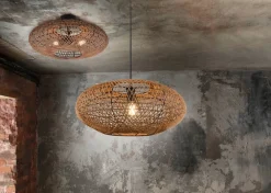 New Trio Lighting kattovalaisin Hedda 2xE27 mattamusta/sisal