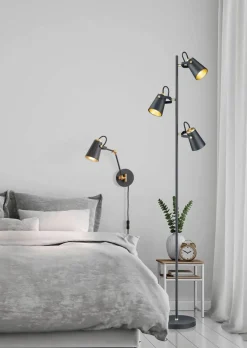 lattiavalaisin Edward 3xE14 mattamusta/kulta*Trio Lighting Hot