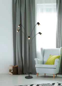 Best Trio Lighting lattiavalaisin Marley 5-os GU10 mattamusta