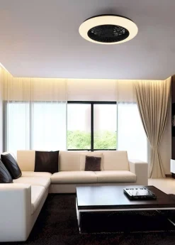 Best Trio Lighting LED tuuletinkattovalaisin Stralsund mattamusta