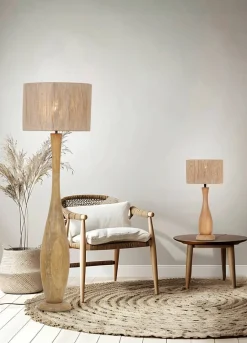 Trio Lighting pöytävalaisin Toba E27 puu/beige