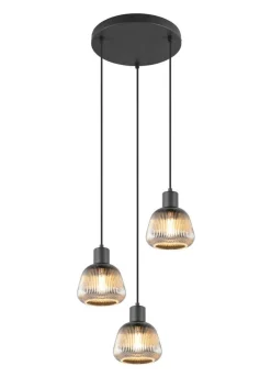 Discount Trio Lighting riippuvalaisin Tarifa 3-os E27 mattamusta/krom