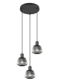 Discount Trio Lighting riippuvalaisin Tarifa 3-os E27 mattamusta/krom