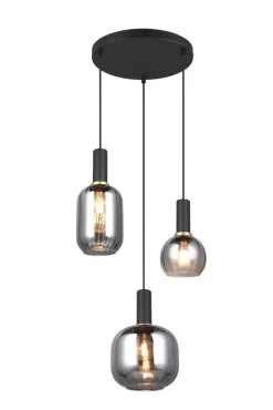 riippuvalaisin Diva 3-os E27 mattamusta/kromat*Trio Lighting Outlet