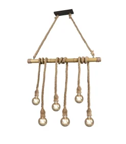 riippuvalaisin Wilma 6xE27 bambu/sisal*Trio Lighting New