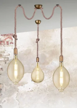 Best Trio Lighting riippuvalaisin Rope 1-os E27 antiikkimessinki