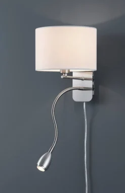 seinävalaisin Hotel lukuvalolla E14 + LED valk*Trio Lighting
