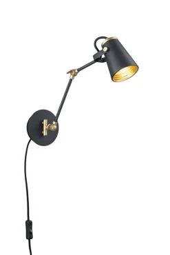 Hot Trio Lighting seinävalaisin Edward E14 mattamusta/kulta