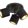 Discount Trio Lighting spottivalaisin Tommy 3-os E14 mattamusta/kulta