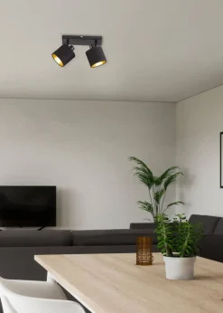 spottivalaisin Tommy 2-os E14 mattamusta/kulta*Trio Lighting Clearance