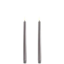 LED kynttilä 2,3x25 cm harmaa smooth 2 kpl*Uyuni Outlet