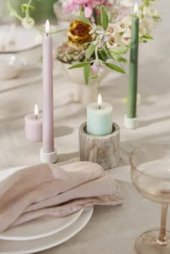 LED-kruunukynttilä 2,3x25 cm Olive Green Smooth 2 kpl*Uyuni Best