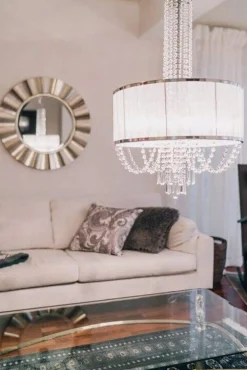 plafondi Sibylla 50 cm harmaa + kristalliprismat*Virvatuli Sale