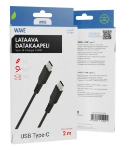 lataava datakaapeli USB Type-C - USB Type-C2m musta*Wave Clearance