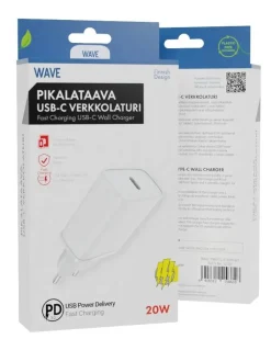 New Wave verkkolaturi pikalataava 20 W Type-C latauspäällä valkoinen