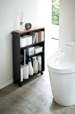 kapea hyllykkö pyörillä Tower musta*Yamazaki Hot