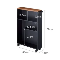 kapea hyllykkö pyörillä Tower musta*Yamazaki Hot